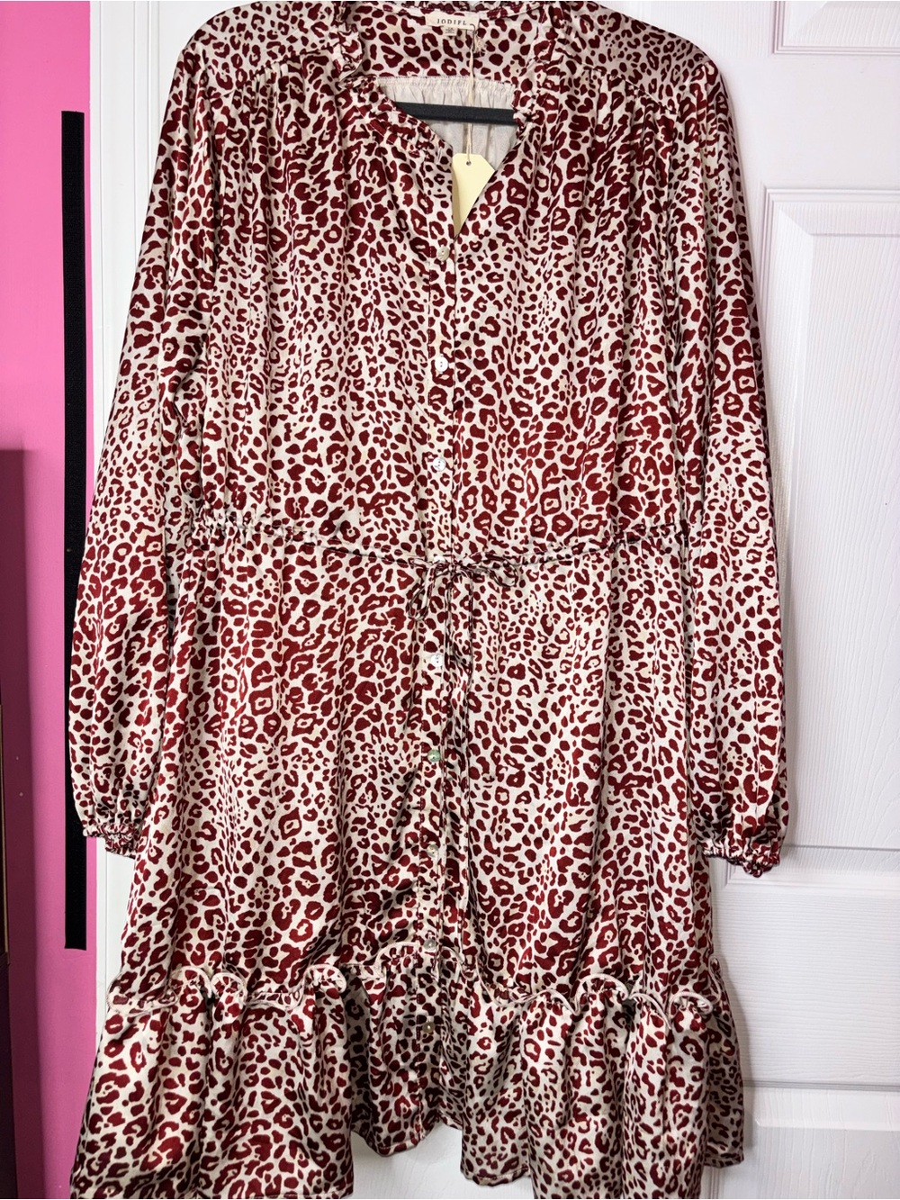 Jodifl Rayven Animal Print Dress in Burgundy – Plus Size